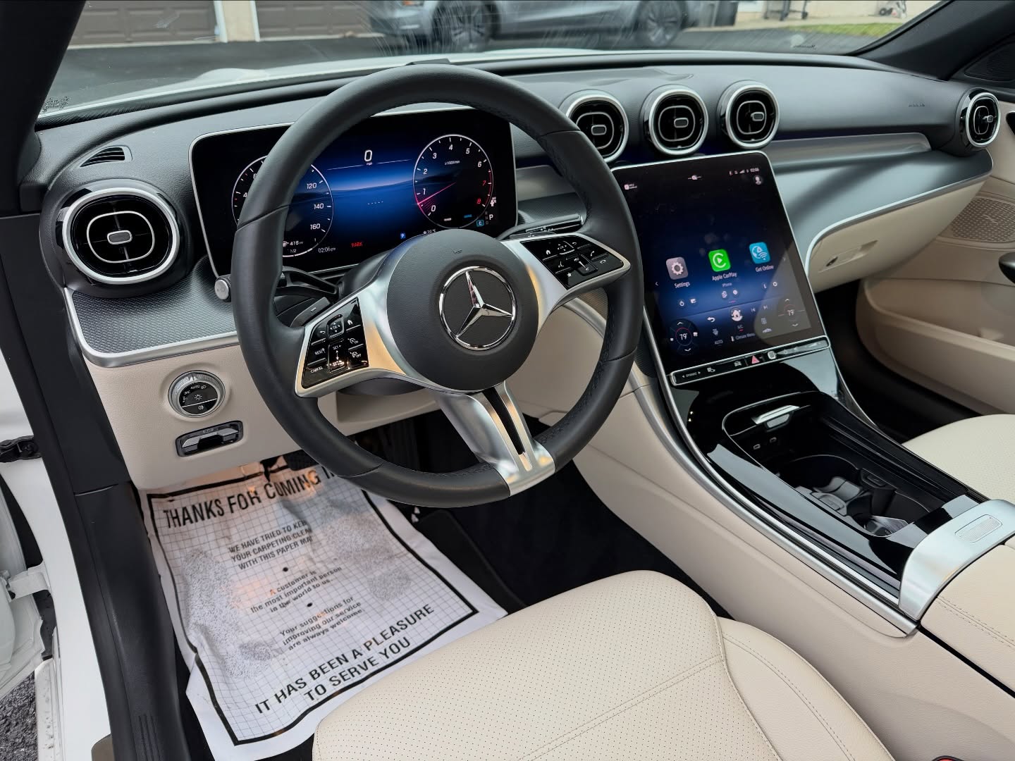 Mercedes-Benz interior with leather seats and digital cockpit